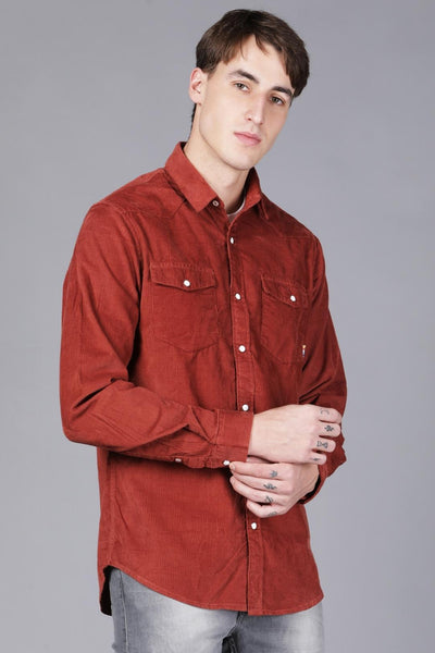 Brick Red Corduroy Shirt - English Colours