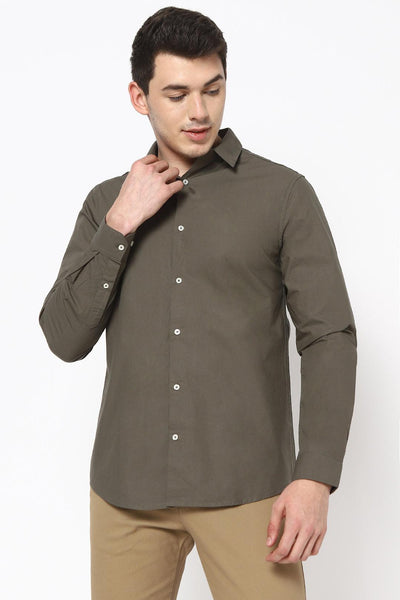 Olive Green Solid Shirt - English Colours