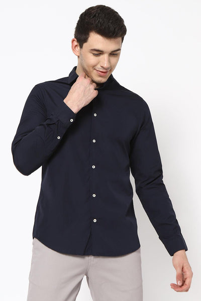 Navy Blue Solid Shirt - English Colours