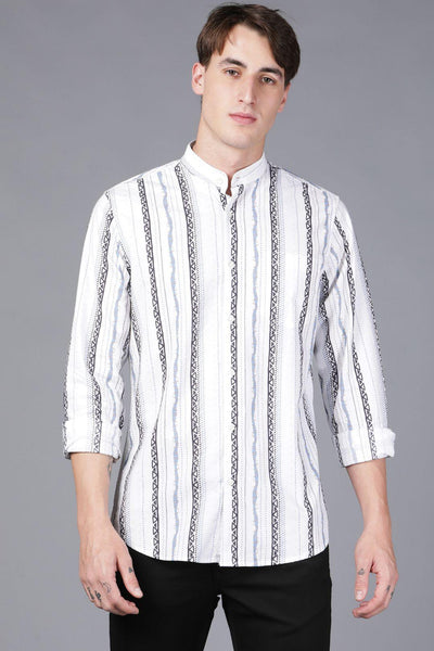 White Stripe Printed Shirt - English Colours
